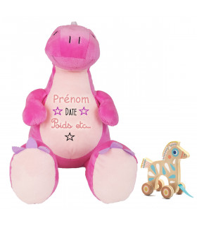 dinosaure brodé rose