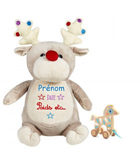 Renne peluche brodé