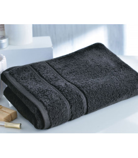 drap de bain gris anthracite brodé