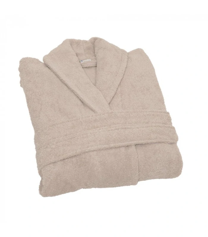 Peignoir de bain brodé taupe