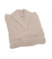 Peignoir de bain brodé taupe