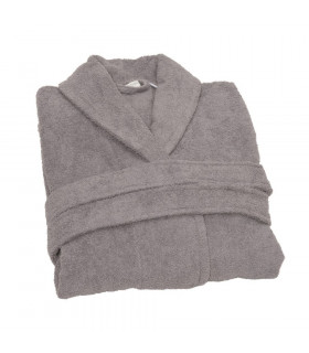peignoir coton gris brodé