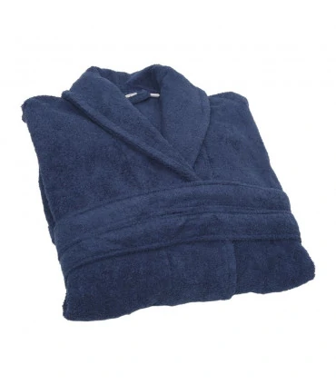 peignoir de bain brodé bleu marine