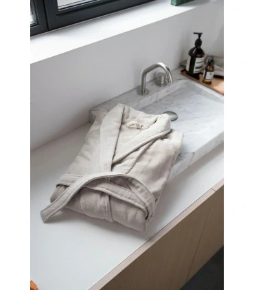 peignoir velours greige brode