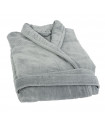 Peignoir velours brodé bain bleu argent