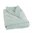 Peignoir bio velours brodé azur
