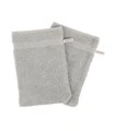 Gant de toilette gris clair brodé