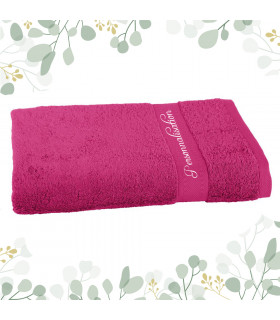 drap de bain brodé rose pivoine