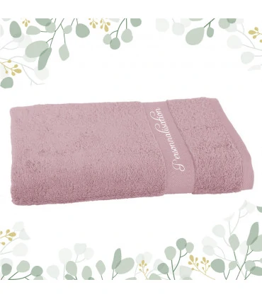 drap de bain personnalisé vieux rose