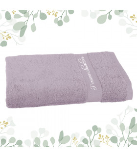 drap de bain brodé lilas