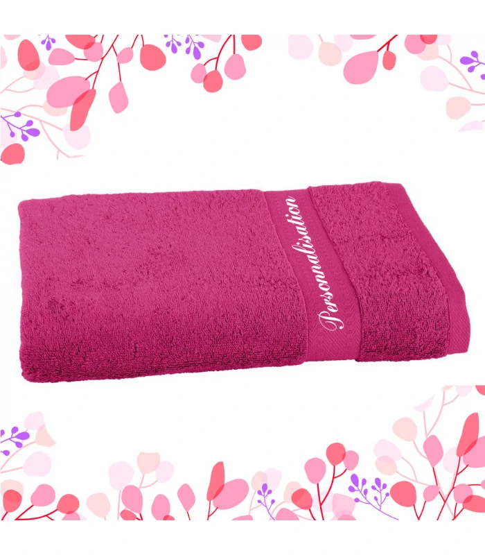 Drap de bain brodé pivoine