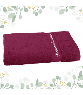 drap de bain brodé bordeaux
