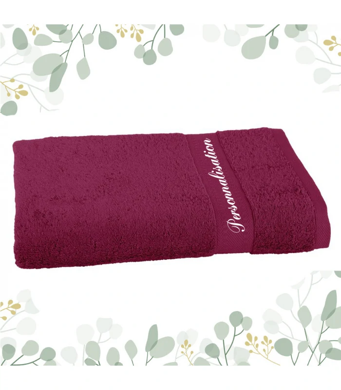 Maxi Drap de bain brodé bordeaux