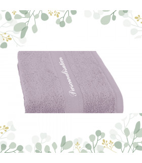 drap de bain brodé lavande