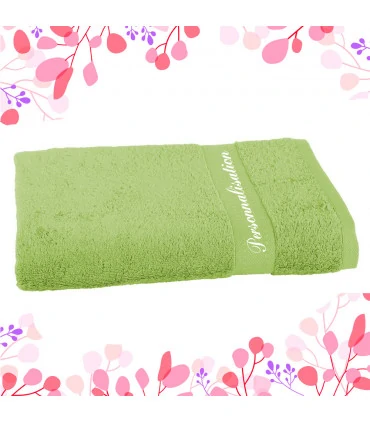 drap de bain brodé vert