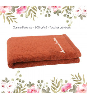 drap de bain brodé rouille