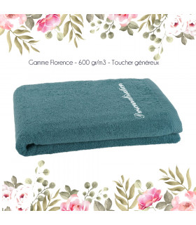 drap de bain brodé bleu