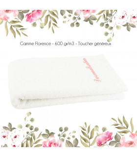 drap de bain brodé blanc