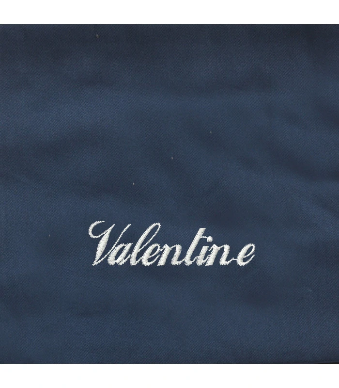 Serviette bleue prusse brodée