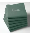 Serviette de table brodée verte