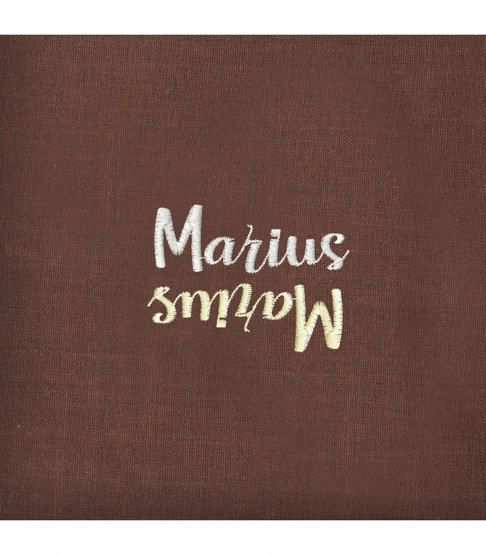 Serviette de table marron chocolat brodée