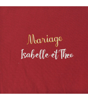 serviette brodée couleur bourgogne