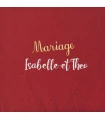 Serviette table bordeaux brodée avec texte