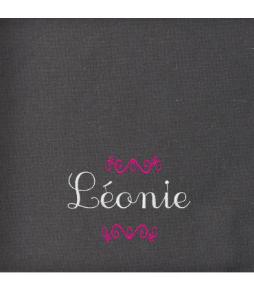 serviette gris anthracite brodee