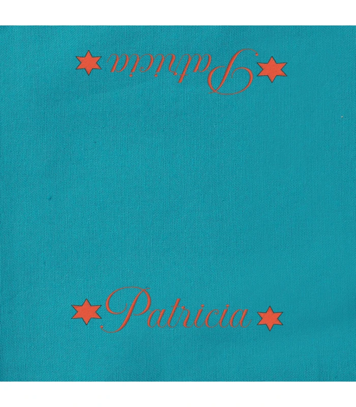 Serviette brodée bleu petrole
