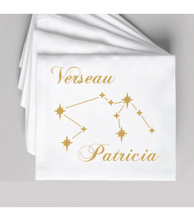 serviette de table brodée verseau