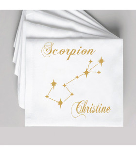 serviette de table brodée scorpion