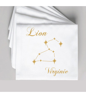 serviette de table brodée lion