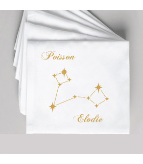serviette de table brodée poisson