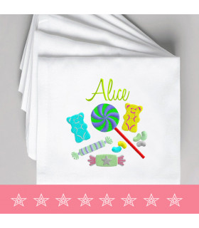 serviette de table brodée les bonbons