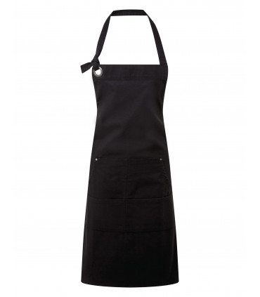 tablier a bavette noir brodé