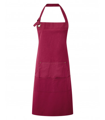 tablier a bavette bordeaux brodé