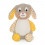 Lapin peluche et tissus brodé jaune