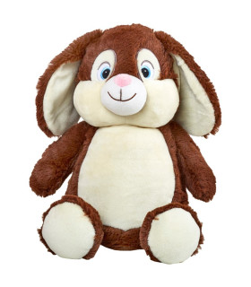 peluche lapin marron brode