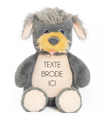 peluche chien terrier brodé