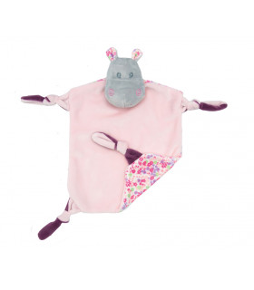 hippopotame rose brodé