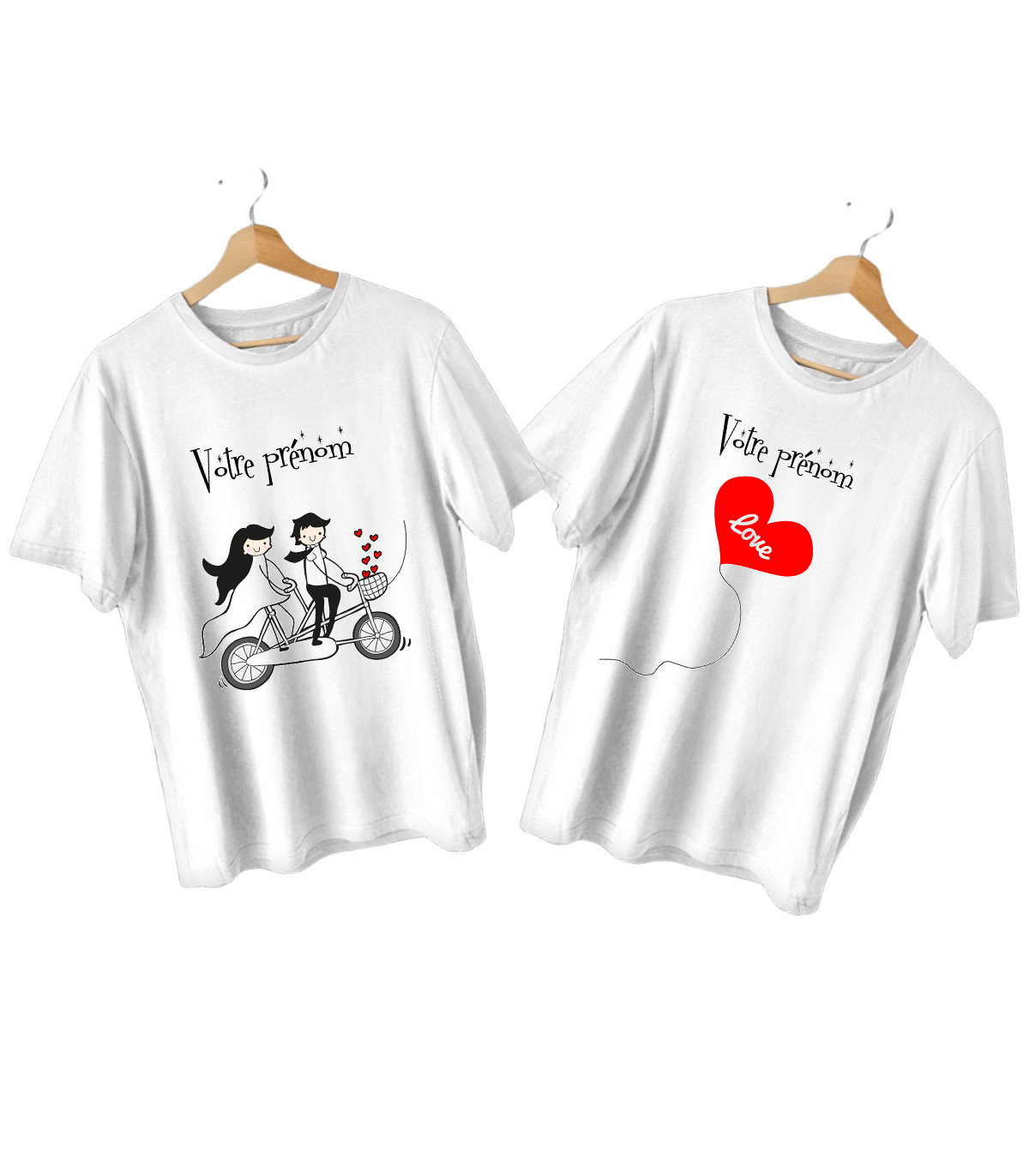 Tee shirt duo couple Pour les amateurs du v lo et bicyclet