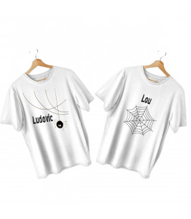 tee shirt duo couple avec araignee et toile