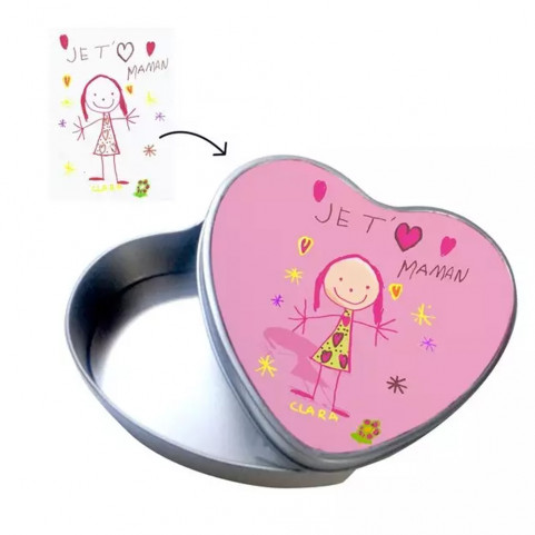 boite metal coeur personnalisée avec dessin enfant