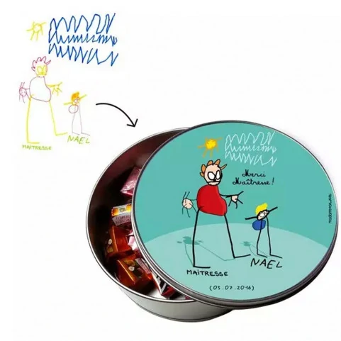 boite metal ronde dessin enfant