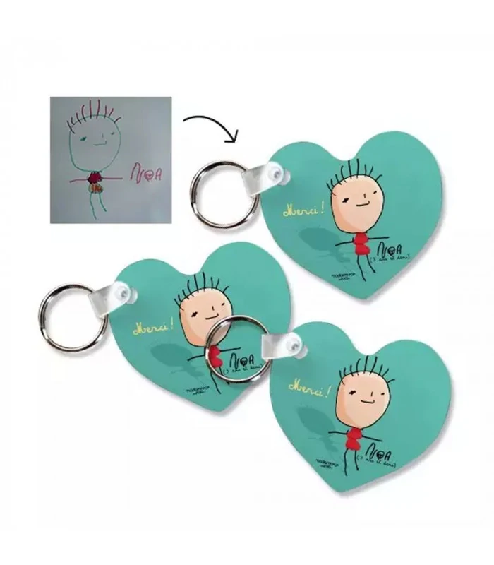 Porte clé personnalisé coeur par 3