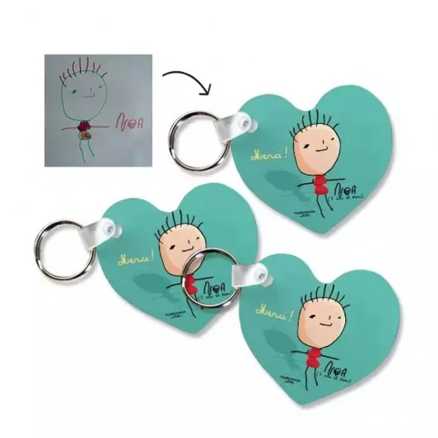 porte clé coeur sublimé avec dessin enfant
