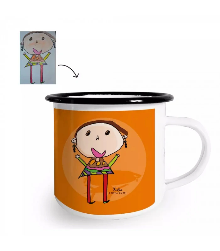 Tasse en émail personnalisée avec dessin