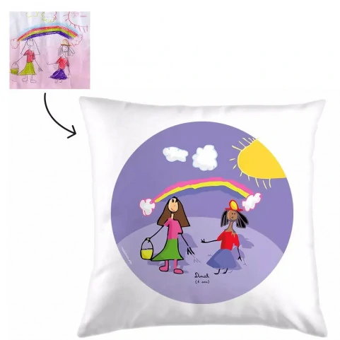 coussin blanc personnalisé dessin
