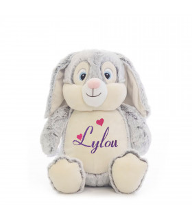 peluche lapin gris personnalisé broderie