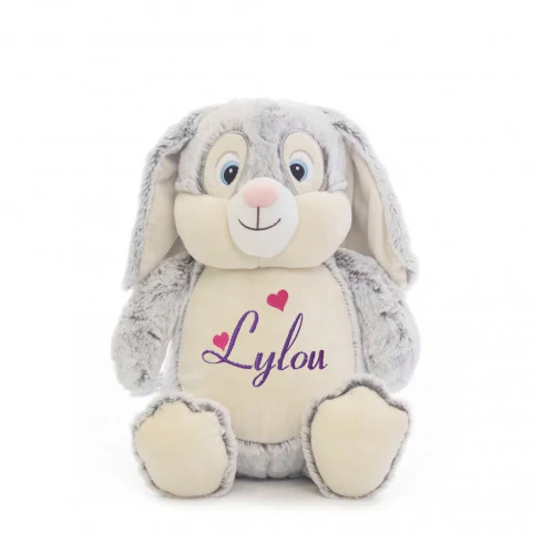 peluche lapin gris personnalisé broderie
